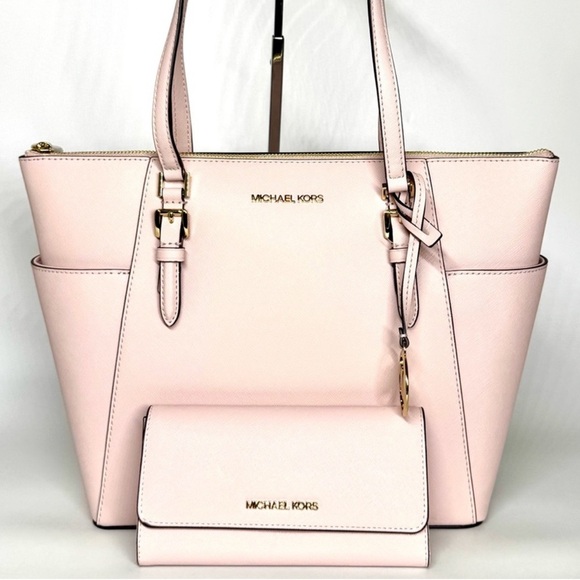 Michael Kors Charlotte Large Top-Zip Tote Bag & Matching Trifold Wallet - Picture 1 of 12